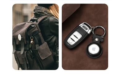 Ægte læder AirTag etui til Apple AirTag Sort