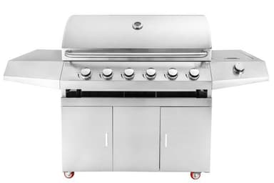 Fritstående gasgrill med 6 blus og sidebrænder