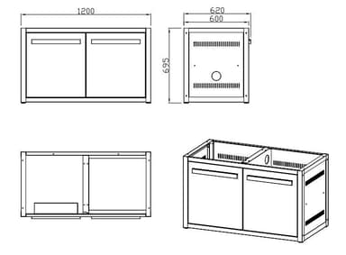 Nordic Line Sort  Udekøkken Basismodul med dør 120 cm (2 moduler)
