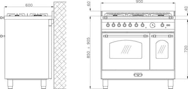 Lofra - Dolce Vita 90 cm (2 ovne) (Sort/Bronze) Induktion