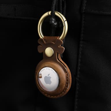 Ægte læder AirTag etui til Apple AirTag kaffe