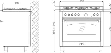 Lofra - Dolce Vita 90 cm (1 ovn) (Sort/Messing) Gas