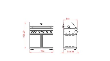 Myoutdoorktichen - Fritstående gasgrill med 6 blus og infravarme