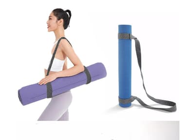 Bærerem til yogamåtte med sikker låsemekanisme Sort + Hvid