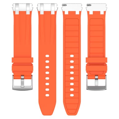 Premium silikone urrem 20 mm til Garmin, Samsung, Huawei (sølvspænde) Orange