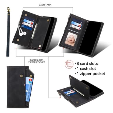 SKALO Samsung A26 5G ESEBLE Big Wallet Flip Cover - Sort