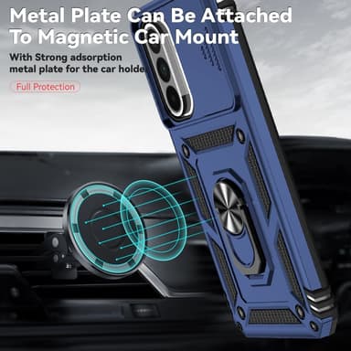 SKALO Samsung A56 5G Armor Metalring Kameraskyder Cover - Blå