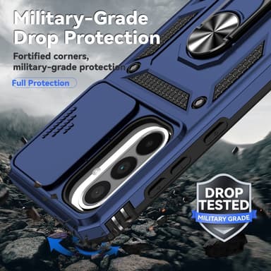 SKALO Samsung A56 5G Armor Metalring Kameraskyder Cover - Blå