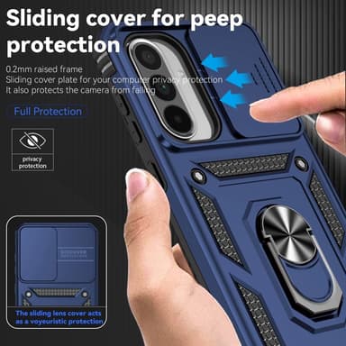 SKALO Samsung A56 5G Armor Metalring Kameraskyder Cover - Blå