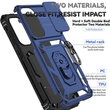 SKALO Samsung A56 5G Armor Metalring Kameraskyder Cover - Blå