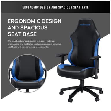 AndaSeat Luna gaming-stol (sort/blå)