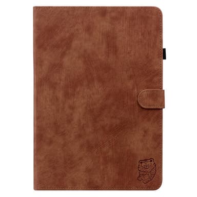 Til Nokia T21 Taske Imprintet Cute Tiger Tablet Cover Kortholder - Brun