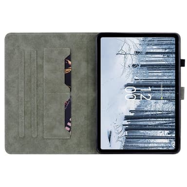 Til Nokia T21 Taske Imprintet Cute Tiger Tablet Cover Kortholder - Brun