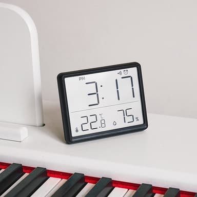Digitalt vækkeur LCD-ur med kalender temperatur og luftfugtighed