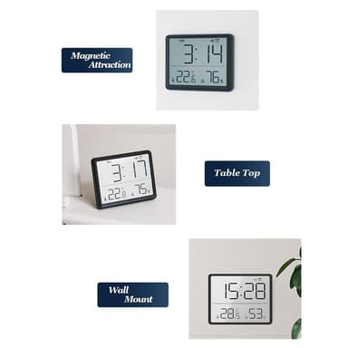 Digitalt vækkeur LCD-ur med kalender temperatur og luftfugtighed