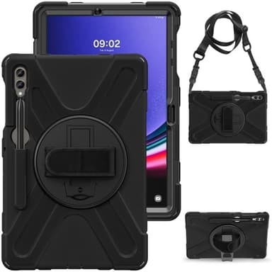 Til Samsung Galaxy Tab S10+ / S9 FE+ / S9+ / S8+ / S7+  Kraftigt skaletui med Skulderrem