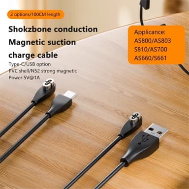 Oplader til Shokz OpenComm AS800 AS810 AS700 AS660 S661 Bone Conduction USB-C