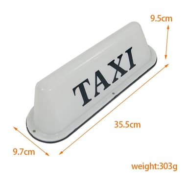 12V Universal Taxi Taglys PP Tag LED Lampe - Hvid / Gummi Magnet