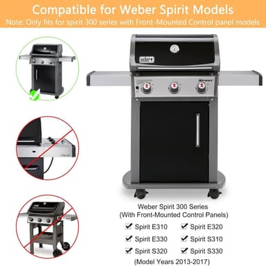 3-Pak varmeplader til Weber gasgrill - sort