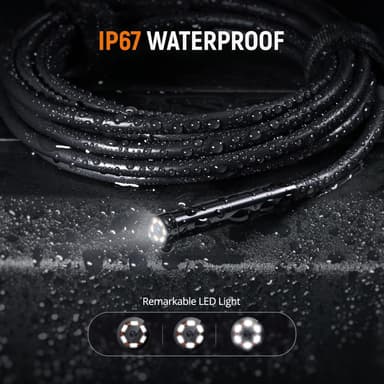 Endo-/Boreskopkamera 1080P Digital Inspektionskamera, 3,5 m kabel 7 mm IP67 4,3'' IPS Skærm, 6x LED