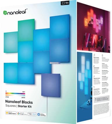 Nanoleaf Blocks struktureret kvadratisk tilføjelsessæt N8100K02-10BS (10-pak)