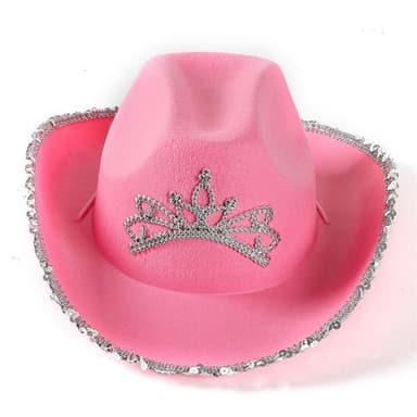 Lyserød cowboyhat med pailletter