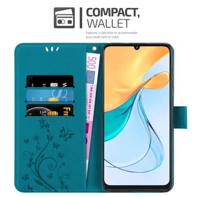 ZTE Blade V50 Vita Pungetui Cover Blomster (Blå)