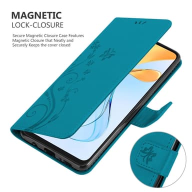ZTE Blade V50 Vita Pungetui Cover Blomster (Blå)