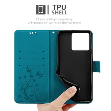 ZTE Blade V50 Vita Pungetui Cover Blomster (Blå)