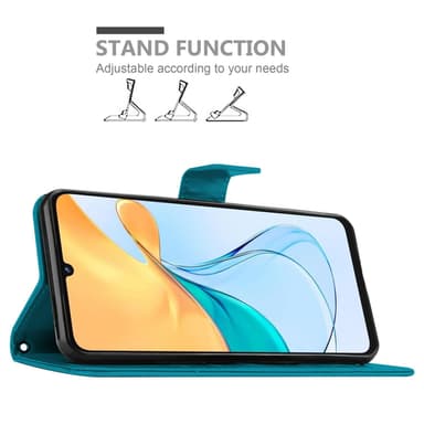 ZTE Blade V50 Vita Pungetui Cover Blomster (Blå)