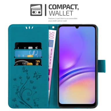Samsung Galaxy A06 Pungetui Cover Blomster (Blå)