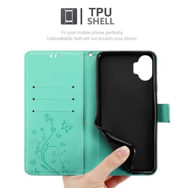Nothing Phone 2 Pungetui Cover Blomster (Turkis)