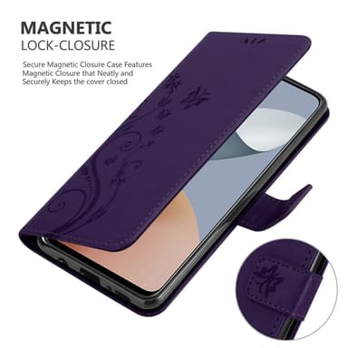 ZTE Blade A73 4G Pungetui Cover Blomster (Lilla)