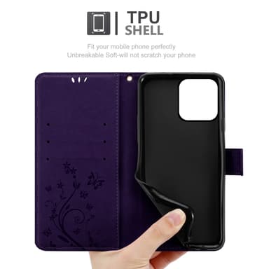 ZTE Blade A73 4G Pungetui Cover Blomster (Lilla)
