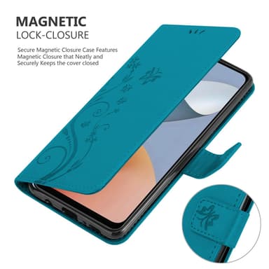 ZTE Blade A54 Pungetui Cover Blomster (Blå)
