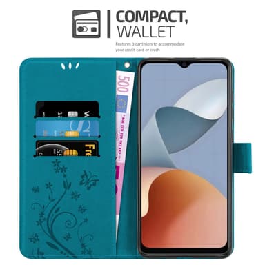 ZTE Blade A54 Pungetui Cover Blomster (Blå)