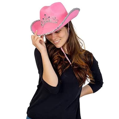 Lyserød cowboyhat med pailletter