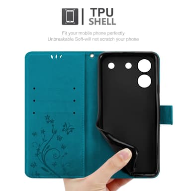 ZTE Blade A54 Pungetui Cover Blomster (Blå)