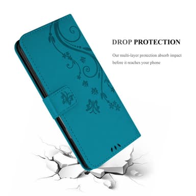 ZTE Blade A54 Pungetui Cover Blomster (Blå)
