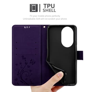 Honor 200 Pro Pungetui Cover Blomster (Lilla)