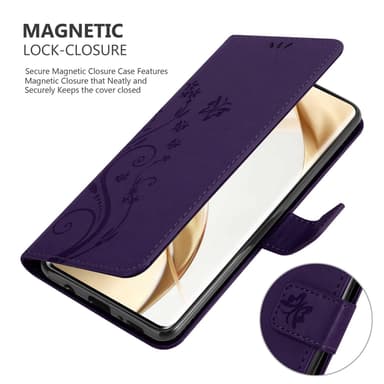 Honor 200 Pro Pungetui Cover Blomster (Lilla)