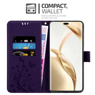 Honor 200 Pro Pungetui Cover Blomster (Lilla)