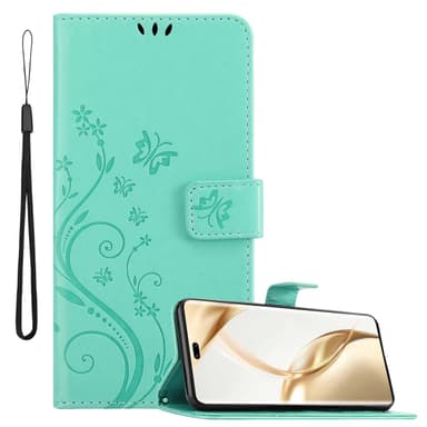 Honor 200 Pro Pungetui Cover Blomster (Turkis)
