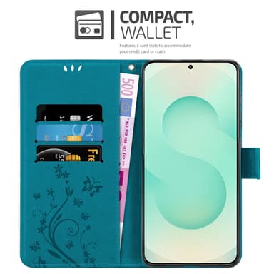 Samsung Galaxy S25 Plus Pungetui Cover Blomster (Blå)