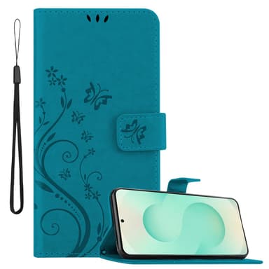 Samsung Galaxy S25 Plus Pungetui Cover Blomster (Blå)