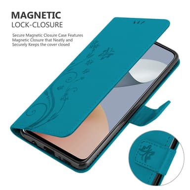ZTE Blade A73 4G Pungetui Cover Blomster (Blå)
