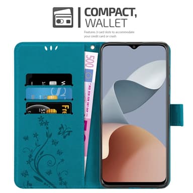 ZTE Blade A73 4G Pungetui Cover Blomster (Blå)