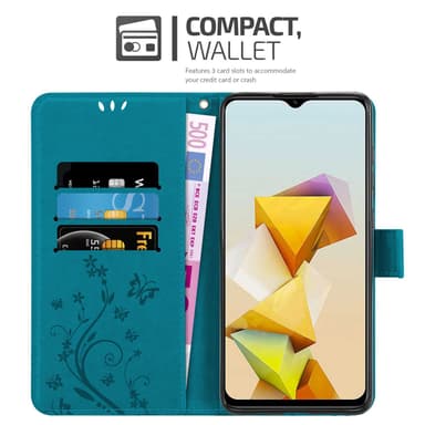 ZTE Blade A73 5G Pungetui Cover Blomster (Blå)
