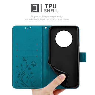 ZTE Blade A73 5G Pungetui Cover Blomster (Blå)
