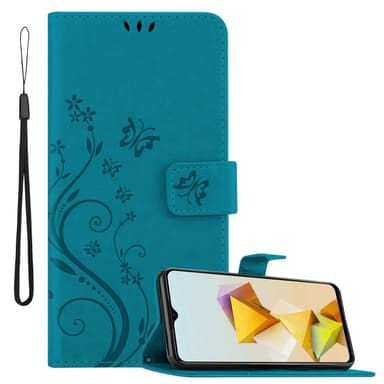 ZTE Blade A73 5G Pungetui Cover Blomster (Blå)